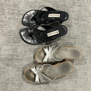 Etienne Aigner leather sandals and silver leather sandals